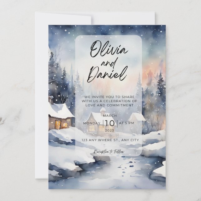 Invitations magiques de mariage d'hiver (Devant)
