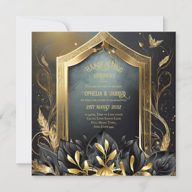 INVITATIONS MANIPULABLES NOIR OR ETHÉRÉAL (Devant)