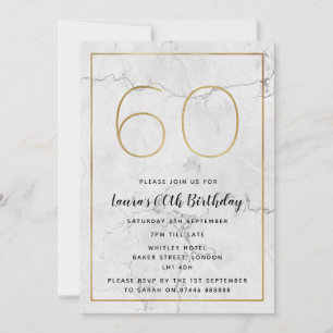 Invitations marbrés blanc et or 60e anniversaire