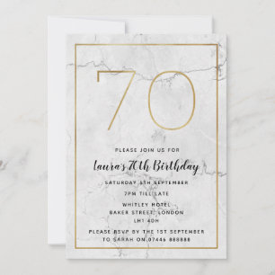Invitations marbrés blanc et or 70e anniversaire