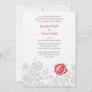 Invitations Mariage damassé Rouge Et Gris