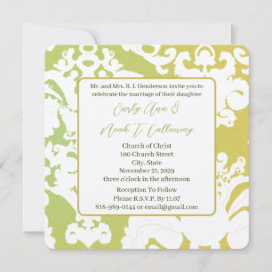 Invitations Mariage damassé vertes