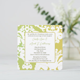 Invitations Mariage damassé vertes