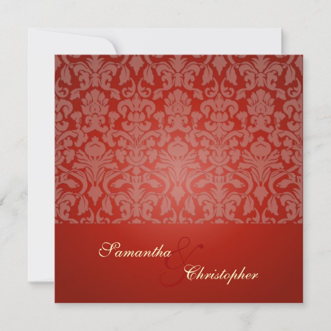 Invitations mariage damassé victoriennes de velour (Devant)