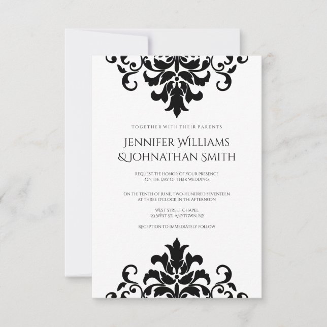 Invitations mariage damassé Vintages (Devant)