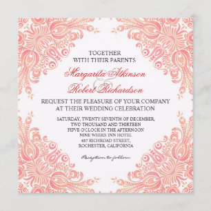 Invitations mariage damassé vintages