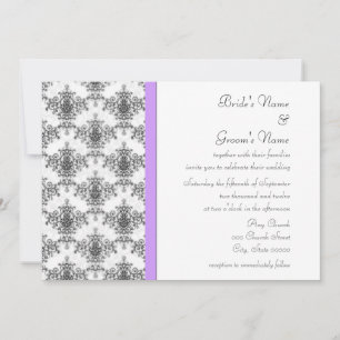 Invitations Mariage damassé violet noir blanc