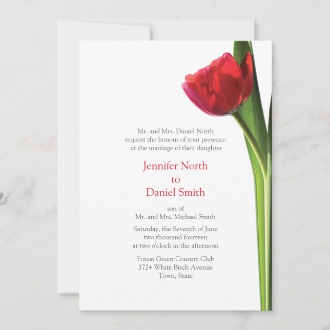 Invitations mariage de la tulipe rouge Invitation  (Devant)