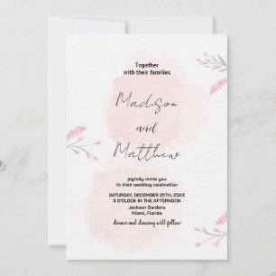 Invitations mariage rose Fleur