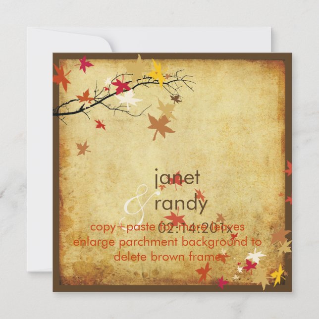 Invitations Mariages de automne Vintages/feuilles  (Devant)
