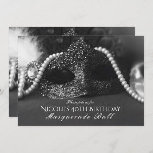 Invitations Mascarade noir & blanc Mascarade & per