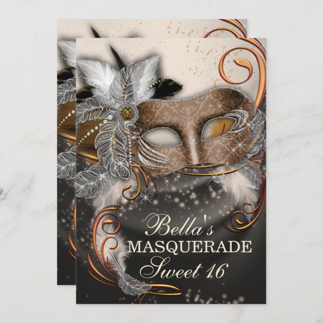 Invitations Masquerade Anniversaire (Devant / Derrière)