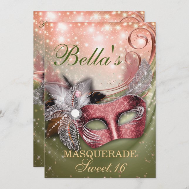 Invitations Masquerade Anniversaire (Devant / Derrière)