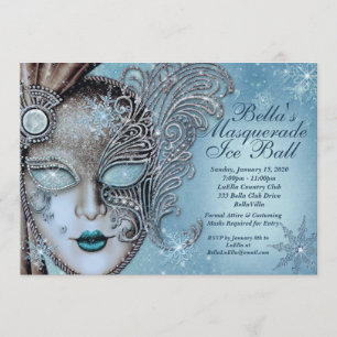 Invitations Masquerade Ball de glace Hiver Snowfla