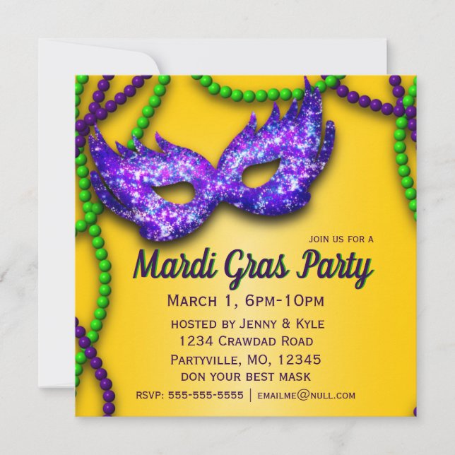 Invitations Masquerade Party Purple Mask (Devant)