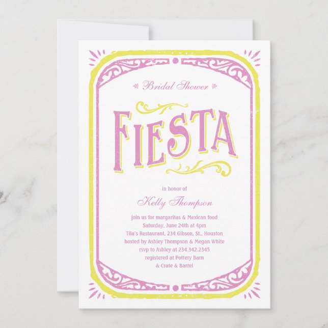 Invitations mexicaines de Fête de la mariée (Devant)