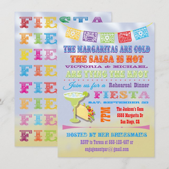 Invitations mexicaines de la répétition du dîner (Devant / Derrière)
