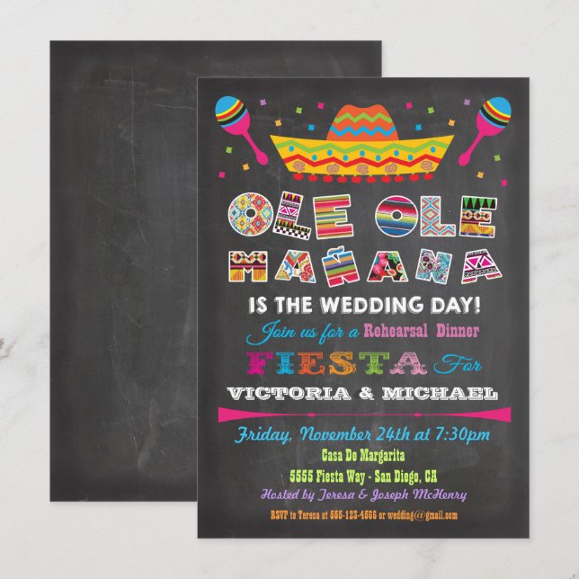 Invitations mexicaines de la répétition du dîner (Devant / Derrière)