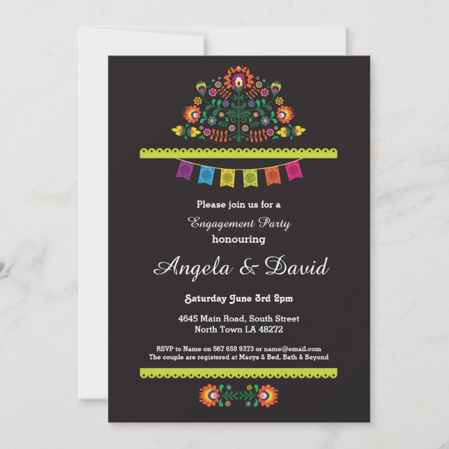 Invitations mexicains de mariage de motif de (Devant)