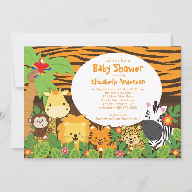 Invitations mignonnes de baby shower d'animaux de (Devant)