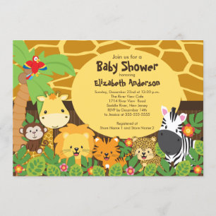 Invitations mignonnes de baby shower d'animaux de