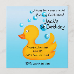 Invitations mignonnes en caoutchouc d'anniversaire