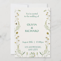 Invitations minimalistes florales fleurs sauvages