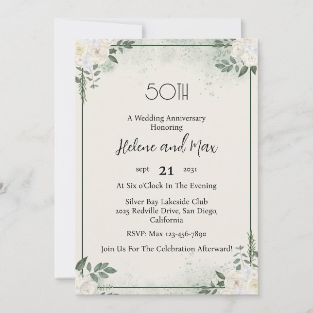 Invitations minime pour l'anniversaire du Mariage  (Devant)