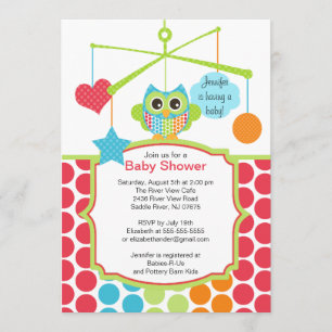Invitations mobiles de baby shower de hibou coloré