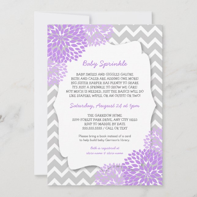 invitations modernes de Lavender Dahlia Baby (Devant)