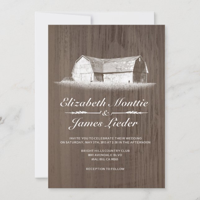 Invitations modernes de mariage à la ferme (Devant)