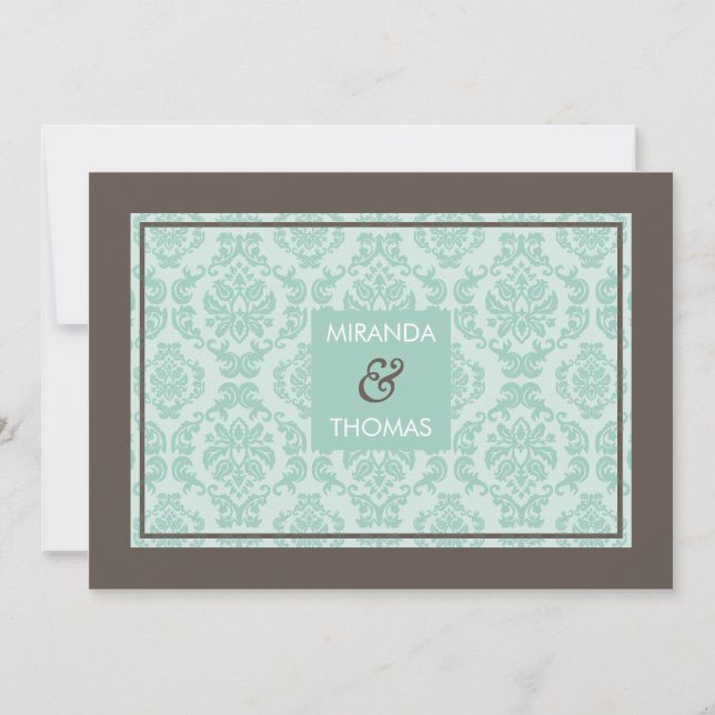 INVITATIONS MODERNES DE MARIAGE :: couleurs damas  (Devant)