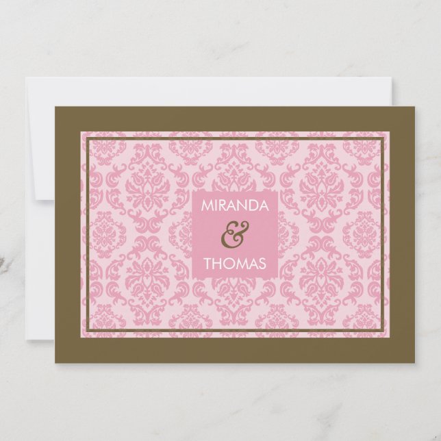 INVITATIONS MODERNES DE MARIAGE :: couleurs damass (Devant)