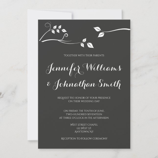 Invitations modernes de mariage de branche de (Devant)