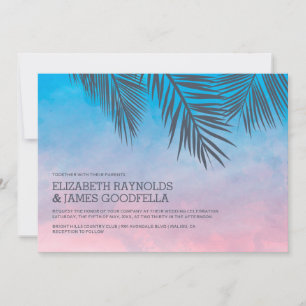 Invitations modernes de mariage de palmier