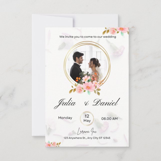 invitations modernes mariage blanc (Devant)