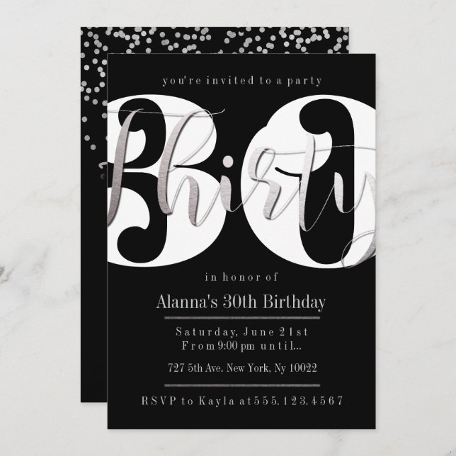 Invitations modernes pour le 30e anniversaire (Devant / Derrière)