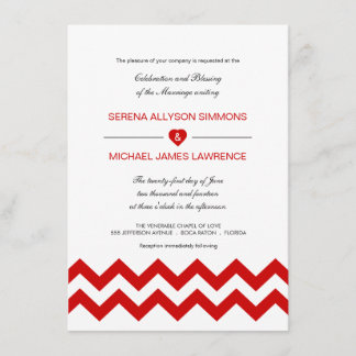 Invitations modernes rouges et blanches de mariage