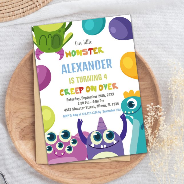 Invitations Monster Anniversaire, Monsters (Monster Birthday Invitations, Monsters Invitation)