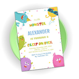 Invitations Monster Anniversaire Vert clair