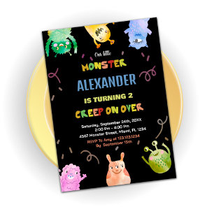 Invitations Monster Anniversaire Vert Orange Noir