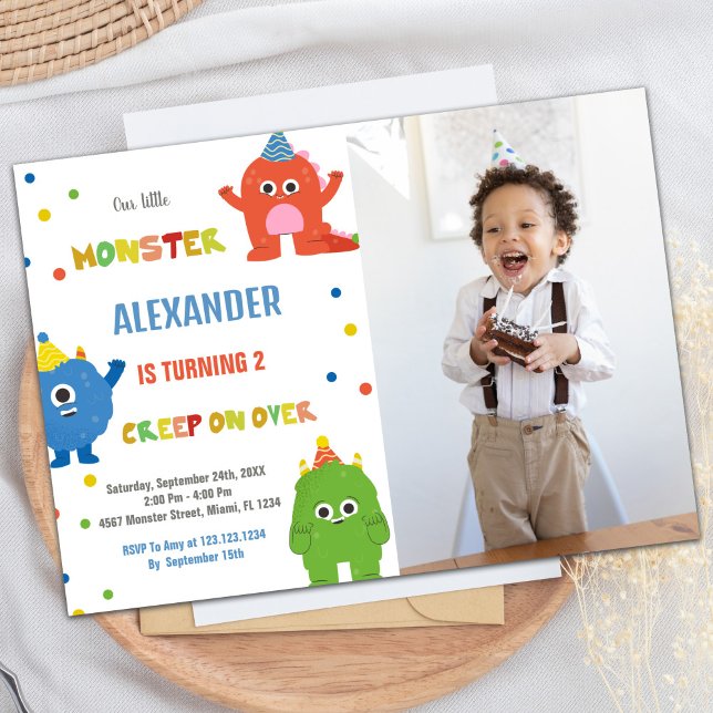 Invitations Monster Birthday avec photo (Monster Birthday Invitations with photo)