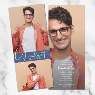 Invitations Multi Photo Blue Graduation Party