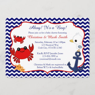 Invitations nautiques de baby shower de crabe