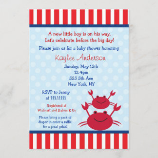 Invitations nautiques de baby shower de crabe