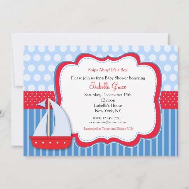 Invitations nautiques de baby shower de Saiboat (Devant)