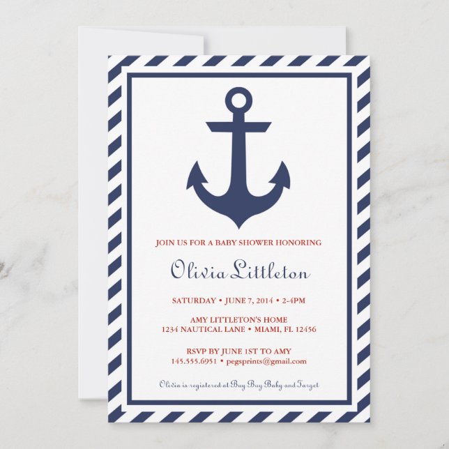Invitations nautiques de baby shower - oh c'est un (Devant)