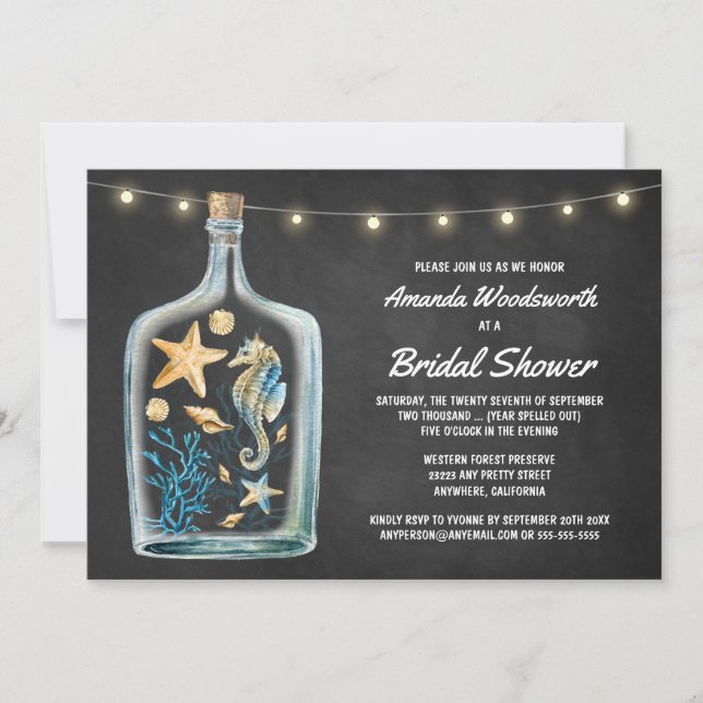 Invitations nautiques de douche nuptiale Chalkboar (Devant)