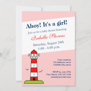 Invitations nautiques de douches pour bébés  phare