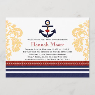 Invitations nautiques de Fête de la mariée d'Ancre